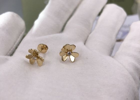 Μοναδικά χρυσά σκουλαρίκια διαμαντιών 18K λαμπρότητας με διαμορφωμένο το καρδιά πέταλο